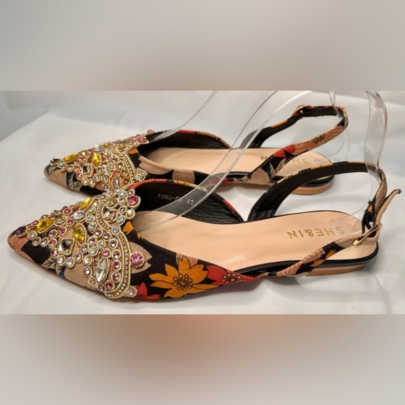 SHE&IN • Bejeweled Slingback Pointed Flats Size 41 - Picture 2 of 3